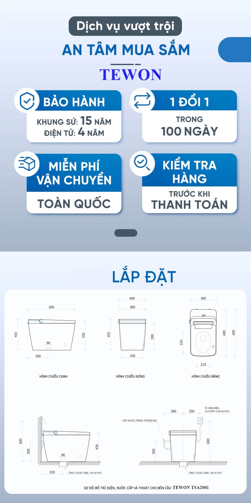 bồn cầu thông minh tewon tsa2001