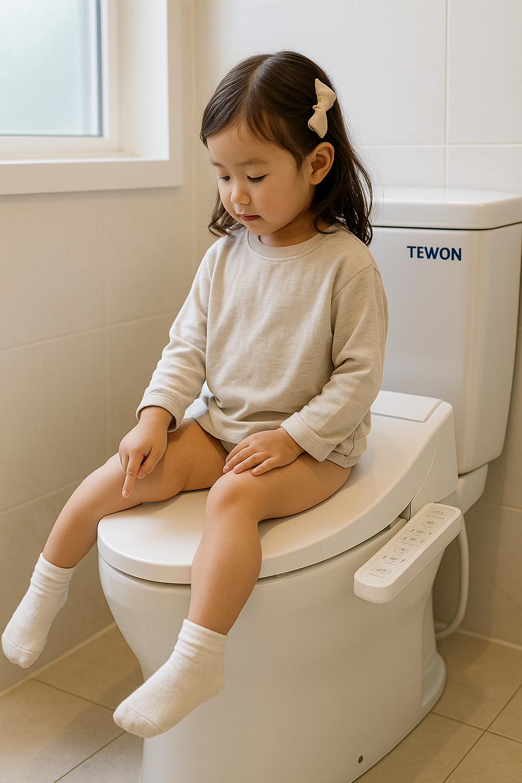 Nhà tắm phong cách Hàn – không thể thiếu nắp bồn cầu điện tử TEWON